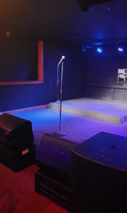 The open mic stage at The Grog