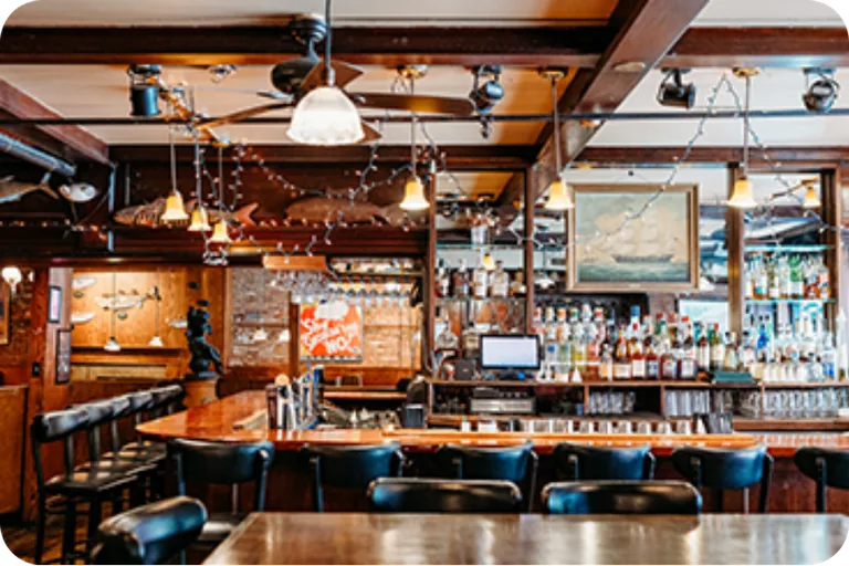 The main bar inside The Grog